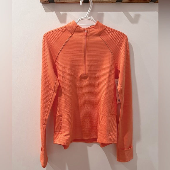 Lulu Ventscape Long Sleeve Half Zip - “sunny coral”, NWT - Picture 1 of 9